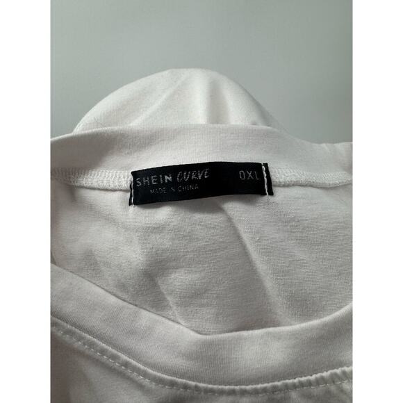 Shein Curve 0XL Women's White "No Rain No Flowers" Basic Tee Shirt Comfortable - Picture 4 of 5